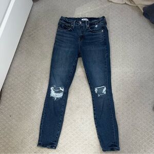 Good American Good Legs Cropped Dark Jeans Women's Distressed Jeans, Size 2/26